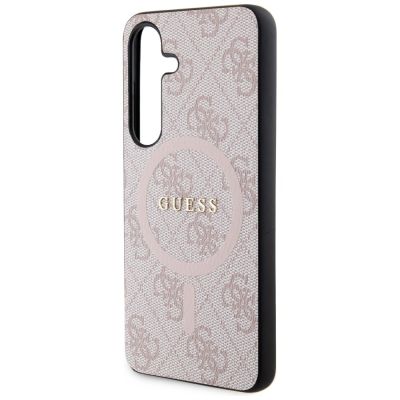 6. Etui Guess 4G Collection Leather Metal Logo MagSafe na Samsung Galaxy S24 - różowe