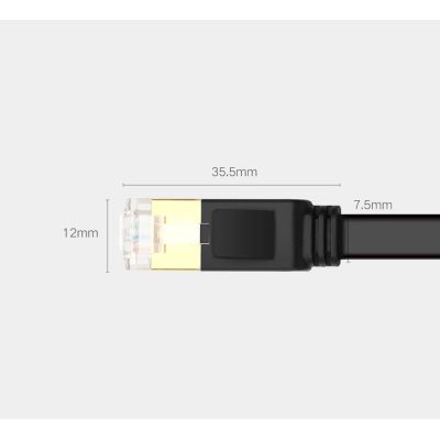 14. Ugreen płaski kabel przewód internetowy sieciowy Ethernet patchcord RJ45 Cat 7 STP LAN 10 Gbps 10 m czarny (NW106 11265)