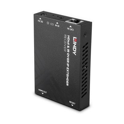 6. Lindy HDMI i IR over IP Extender - Odbiornik, 1920 x 1080 pikseli, Amplituner AV, 150 m, Przewodowy, HDCP