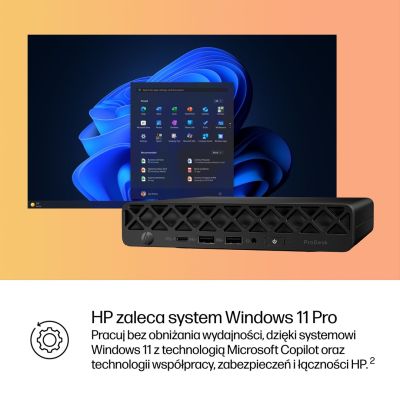14. HP ProDesk 4 Mini G1i AI Intel Core Ultra 5 235T 16 GB DDR5-SDRAM 512 GB SSD Windows 11 Pro Mini PC AI PC Czarny