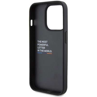 7. Etui BMW Leather Stamp Tricolor do iPhone 15 Pro - czarne