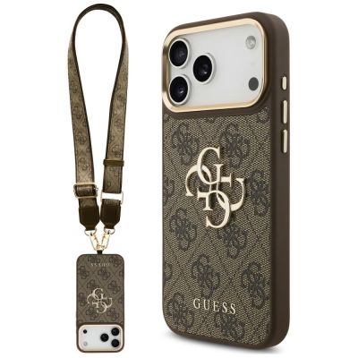 Etui Guess 4G Big 4G Classic Logo Big Strap Metal Buttons na iPhone 18 Pro Max / 17 Pro Max - brązowe