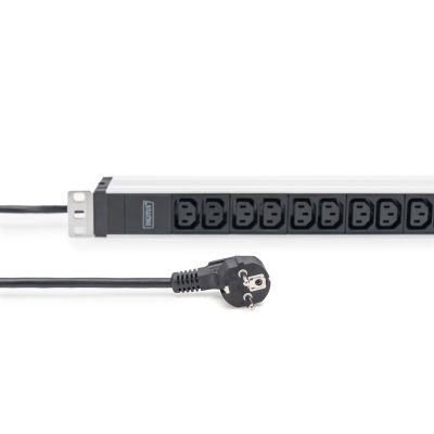 15. Listwa zasilająca PDU 19" Rack, 12x gniazdo C13 16A/230 V, 2.0m, 1x wtyk unischuko, 16A, aluminiowa