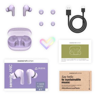 8. Słuchawki bezprzewodowe Energy Sistem True Wireless Earphones Serenity ANC z mikrofonem, Bluetooth, kolor lawendowy, ANC