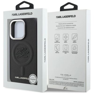 8. Etui Karl Lagerfeld Initial & Metal Logo MagSafe na iPhone 16 Pro - czarne