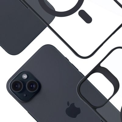 11. Etui 3mk Satin Armor MagCase z MagSafe na iPhone 15 Plus - przezroczyste z czarną ramką