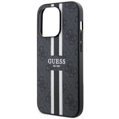 6. Etui Guess 4G Printed Stripes MagSafe na iPhone 14 Pro - czarne