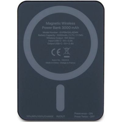 3. Powerbank indukcyjny Guess MagSafe Metal Script Logo 5W 3000mAh - czarny