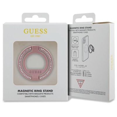 4. Uchwyt Guess MagSafe Ring Rhinestone - różowy