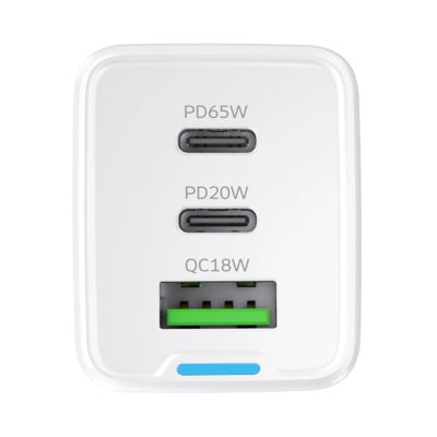 3. Wozinsky ładowarka GaN 65W z portami USB-A 2xUSB-C z kablem USB-C 65W - biała