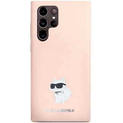3. Etui Karl Lagerfeld Silicone Choupette Metal Pin na Samsung Galaxy S23 Ultra - różowe