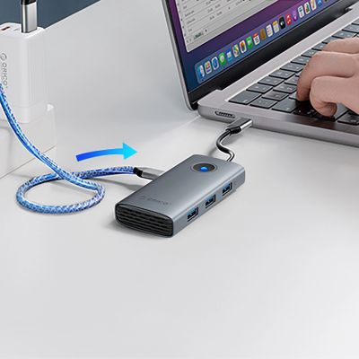 4. Hub USB-C Orico PW11-5P stacja dokująca 1x USB-A 3.0 + 2x USB-A 2.0 + 1x USB-C PD + 1x HDMI - szara