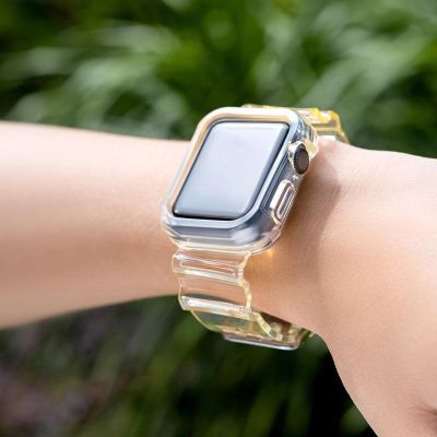 3. Silikonowa opaska pasek bransoleta bransoletka etui Strap Light Set do zegarka Apple Watch 38 mm - żółta
