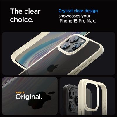 2. Etui Spigen Crystal Hybrid na iPhone 15 Pro Max - przezroczysto-beżowe