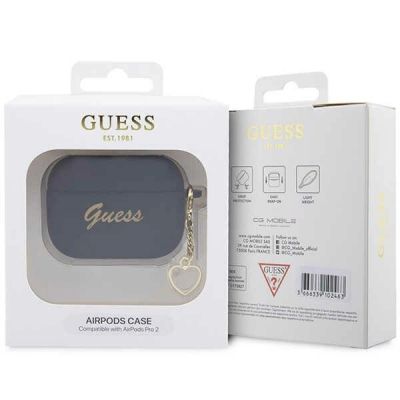 4. Etui Guess Silicone Charm Heart Collection na AirPods Pro 2 - czarne