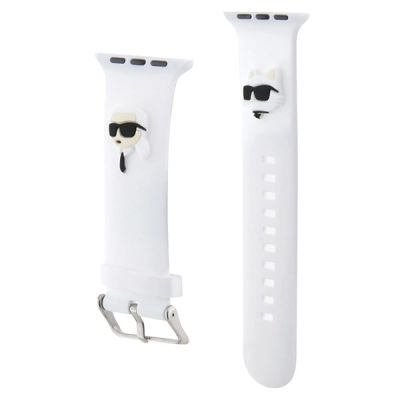 3. Pasek Karl Lagerfeld 3D Rubber Karl&Choupette Heads na Apple Watch 38/40/41mm - biały