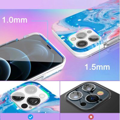 4. Kingxbar Watercolour Series kolorowe etui do iPhone 12 Pro Max niebieskoróżowy