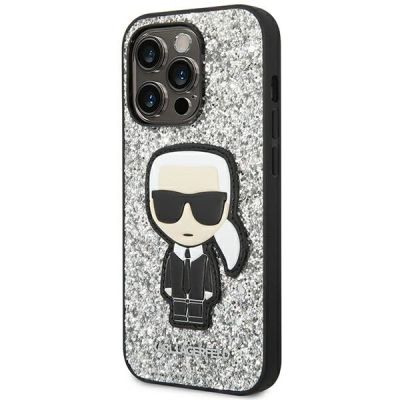 2. Etui Karl Lagerfeld Glitter Flakes Ikonik na iPhone 14 Pro - srebrne