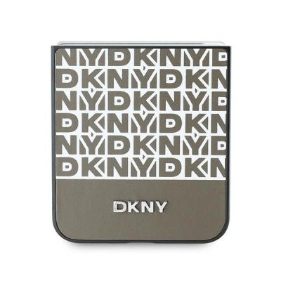 5. Etui DKNY Repeat Pattern Bottom Stripe na Samsung Galaxy Z Flip 6 - brązowe