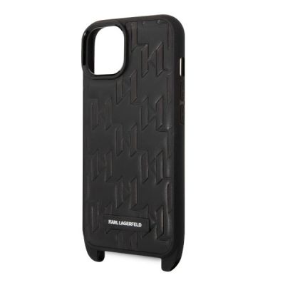 5. Etui Karl Lagerfeld Monogram Plaque Logo Strap na iPhone 14 / 15 / 13 6,1" - czarne