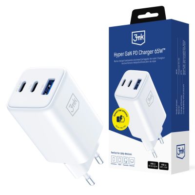 9. Ładowarka sieciowa USB-C USB-A 3mk Hyper GaN PD Charger 65W™ - biała