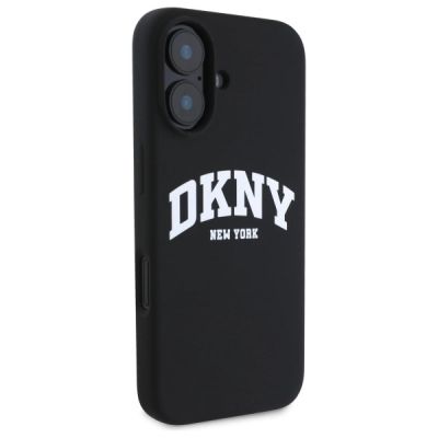 4. Etui DKNY Silicone White Printed Logo MagSafe na iPhone 16 - czarne