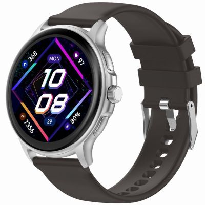 2. Smartwatch Damski GRAVITY GT12-7 Czarny Pasek Silikonowy + Srebrna Bransoleta