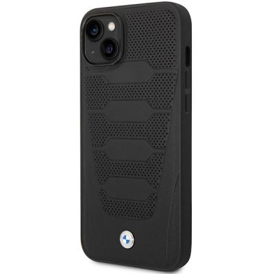 4. Etui BMW Leather Seats Pattern na iPhone 14 - czarne