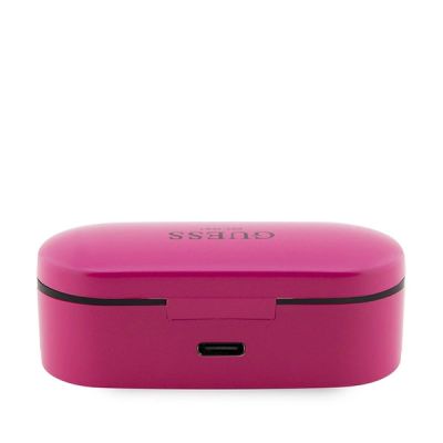 3. Słuchawki Bluetooth Guess TWS + stacja dokująca - różowe