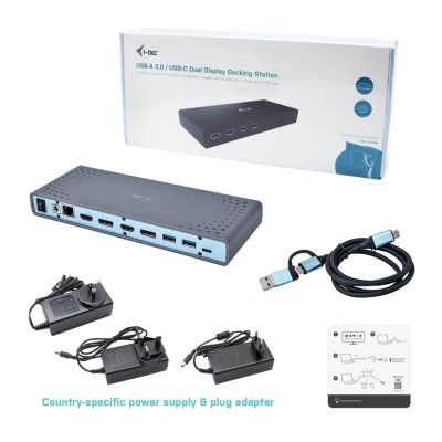 7. i-tec CADUAL4KDOCK stacja dokująca Przewodowa USB 3.2 Gen 1 (3.1 Gen 1) Type-C Czarny, Turkusowy