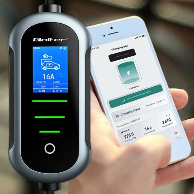 7. Qoltec Mobilna ładowarka do samochodu elektrycznego EV i hybryd z regulacją 2w1 Typ2 | 11kW | 400V | CEE 16A | Wi-fi | TUYA | SMART LIFE | LCD | Przenośna | Wallbox | 5m