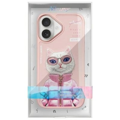 12. Etui Nimmy Cool&Cute 2.0 Cat na iPhone 16 - różowy