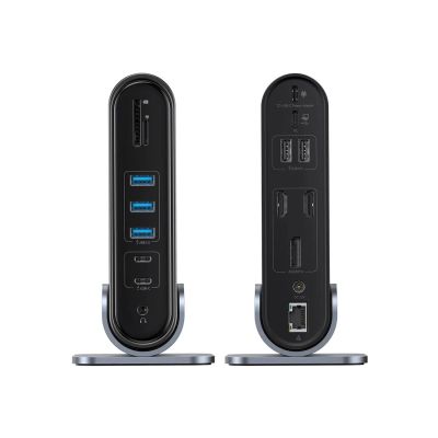 12. Stacja dokująca USB-C Baseus UnionJoy 2xHDMI4K@60Hz 1xDP4K@60Hz 3xUSB-A3.0 2xUSB-C3.0 2xUSB-A2.0 1xRJ45 PD PC 1xSD+TF 1x3.5mm minijack - szara