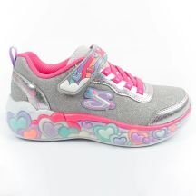 Skechers S Lights LED buty sportowe dziecięce dla dziewczynki na rzep szare