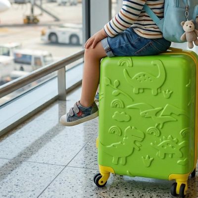 12. WALIZKA PODRÓŻNA KABINOWA 18 CALI PROWORLD KID - ZIELONY (DINO)