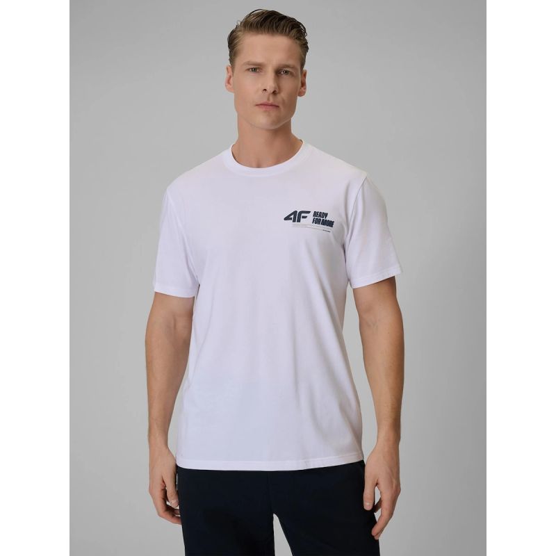 T-shirt regular gładki męski 4F 4FRSS26TTSHM3992-10S