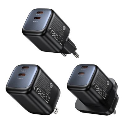 26. UNITEK ŁADOW. SIECIOWA 2X GAN 45W, 2XUSB-C PD 3.0, QC, CZARNA