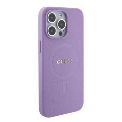 4. Etui Guess Saffiano MagSafe do iPhone 15 Pro Max - fioletowe