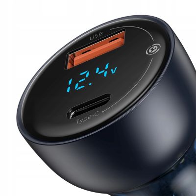 7. Ładowarka samochodowa Baseus Particular 65W USB-A USB-C QC PPS z wyświelaczem cyfrowym - ciemnoszara