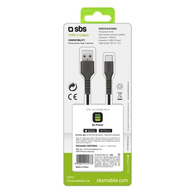 2. Kabel SBS TECABLEMICROC15K USB-A - USB-C 1,5m - czarny
