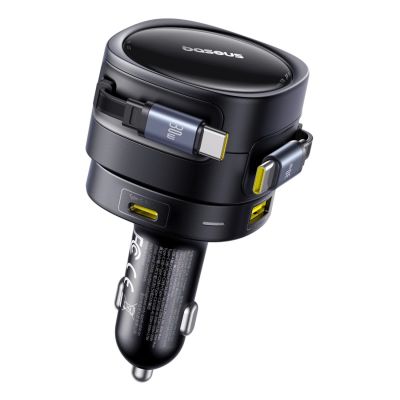 5. Ładowarka samochodowa Baseus Enjoyment Max 90W 2 x kabel USB-C + USB-A + USB-C - czarna