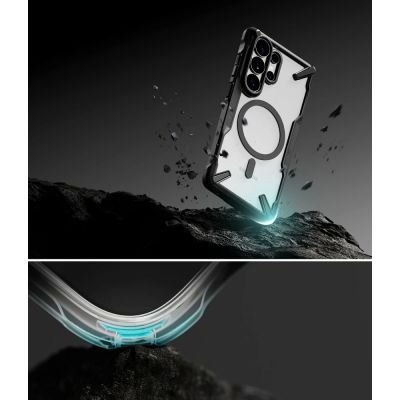 8. Etui Ringke Fusion X Magnetic MagSafe na Samsung Galaxy S26 Ultra - przezroczysto-czarne