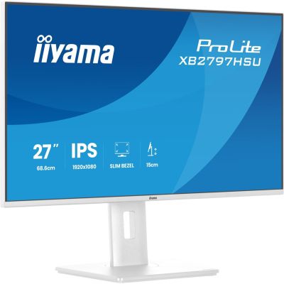 25. iiyama ProLite XB2797HSU-W1 monitor komputerowy 68,6 cm (27") 1920 x 1080 px Full HD LED Biały
