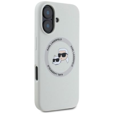 4. Etui Karl Lagerfeld Silicone Double Heads And Circle MagSafe do iPhone 16 beżowy