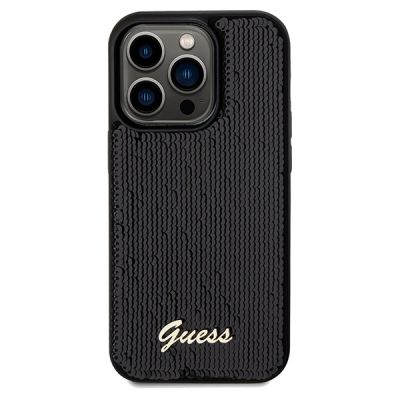 3. Etui Guess Sequin Script Metal na iPhone 14 Pro Max - czarne