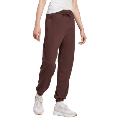 10. Spodnie damskie adidas Essentials Small Logo French Terry Cuffed brązowe JX3864
