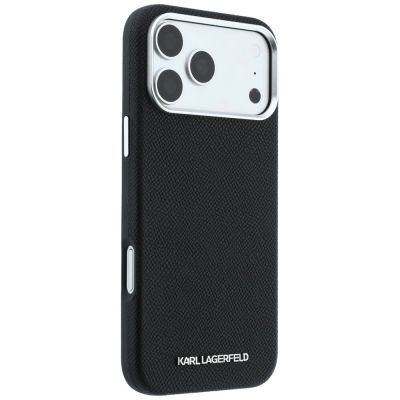 4. Etui Karl Lagerfeld Grained Elongated Logo MagSafe na iPhone 17 Pro / 18 Pro - czarne
