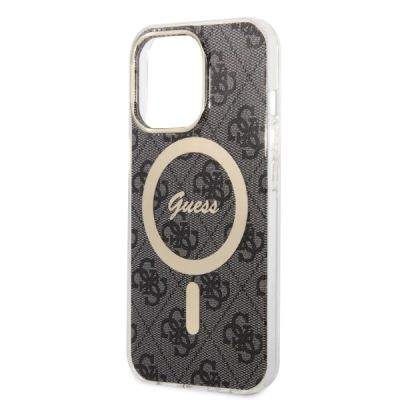 6. Etui Guess 4G Print MagSafe na iPhone 13 Pro + ładowarka indukcyjna - czarne