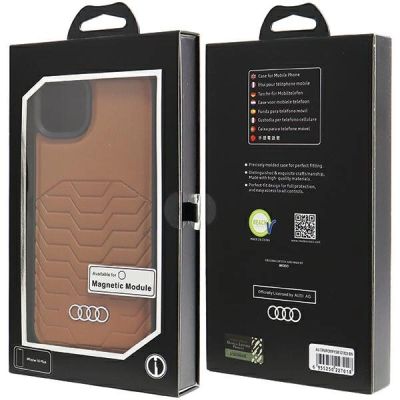 7. Etui Audi Synthetic Leather z MagSafe na iPhone 15 Plus / 14 Plus - brązowe