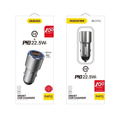 5. Dudao ładowarka samochodowa USB / USB Typ C Power Delivery Quick Charge 22,5 W szary (R4PQ)